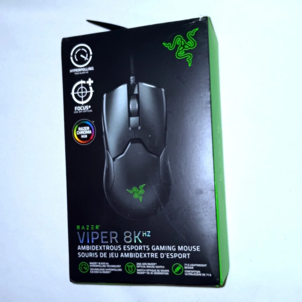 Razer Viper 8khz Optical Gaming Black Mouse with Neon Green Emblem